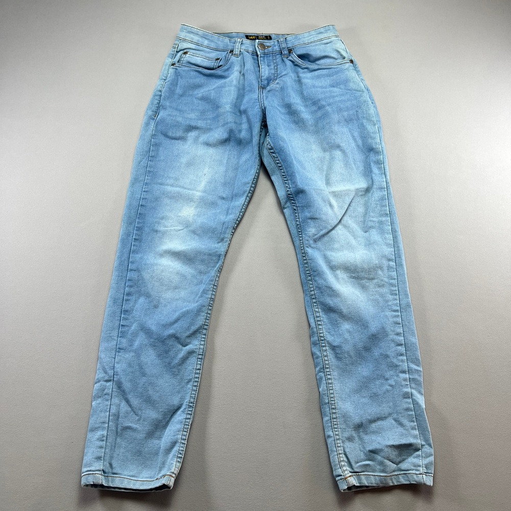 Lee Jeans Womens 16 Blue Denim Cotton Stretch Light Wash Slim Fit Tapered Leg